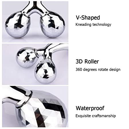3D Massager Roller 360 Rotate Silver Thin Face Full Body Shape