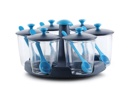 360 Degree Revolving Pickle Jar Set For Dining Table 6 Pcs, pickle Stand, Pickle Container, Achar Stand 300ml